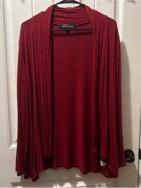 GG Collection Burgundy Open-Front Draped Cardigan woman’s large